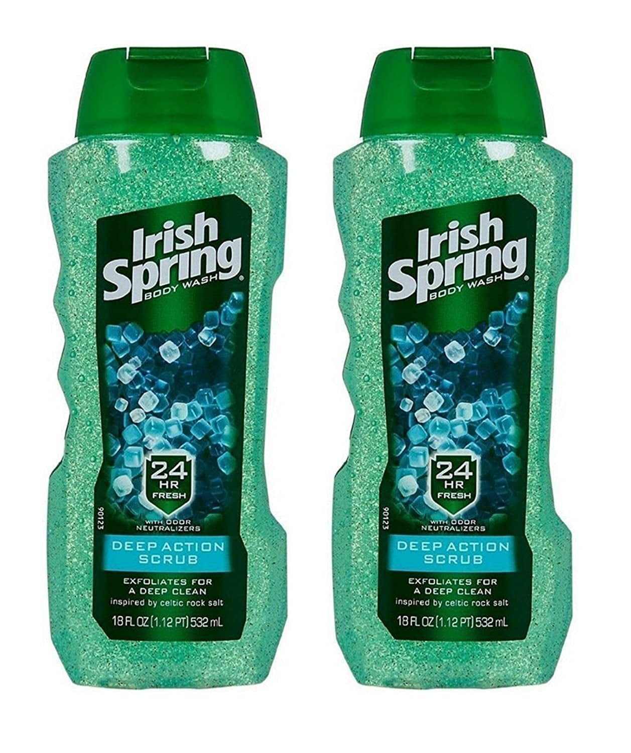 Irish Spring Body Wash Deep Action Exfoliating Scrub, 18 Fl Oz (Pack of 2)