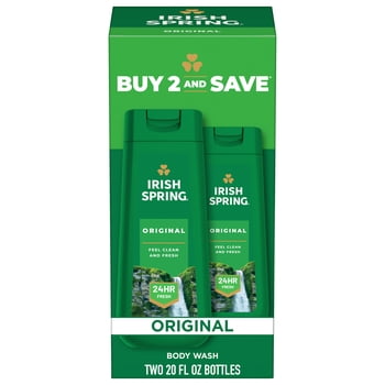Irish Spring Original Moisturizing Body Wash for Men, 24-Hour Fresh, Face and Body Wash, Men’s Body Wash, Biodegradable Ingredients, Paraben Free, Cool Fresh Scent, 20 fl oz Bottle, 2 pack