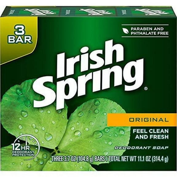 Irish Spring Deodorant Bar Soap, Original, Green Irish Spring, 11.1 Ounce (Pack of 3)