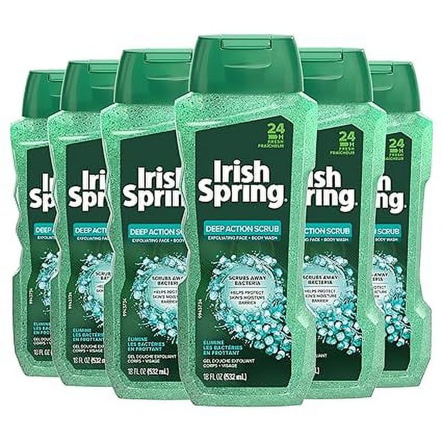 Irish Spring Exfoliating Men's Body Wash Shower Gel, Deep Action Scrub