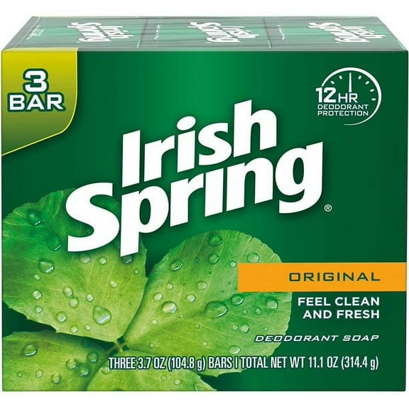 Irish Spring Feel Clean & Fresh 12hr Deodorant Bar Soap 3.75 oz, 2-Pack