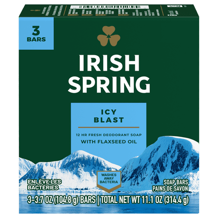 Irish Spring Icy Blast, Refreshing Bar Soap, 3.7 Ounce, 3 Bar Pack