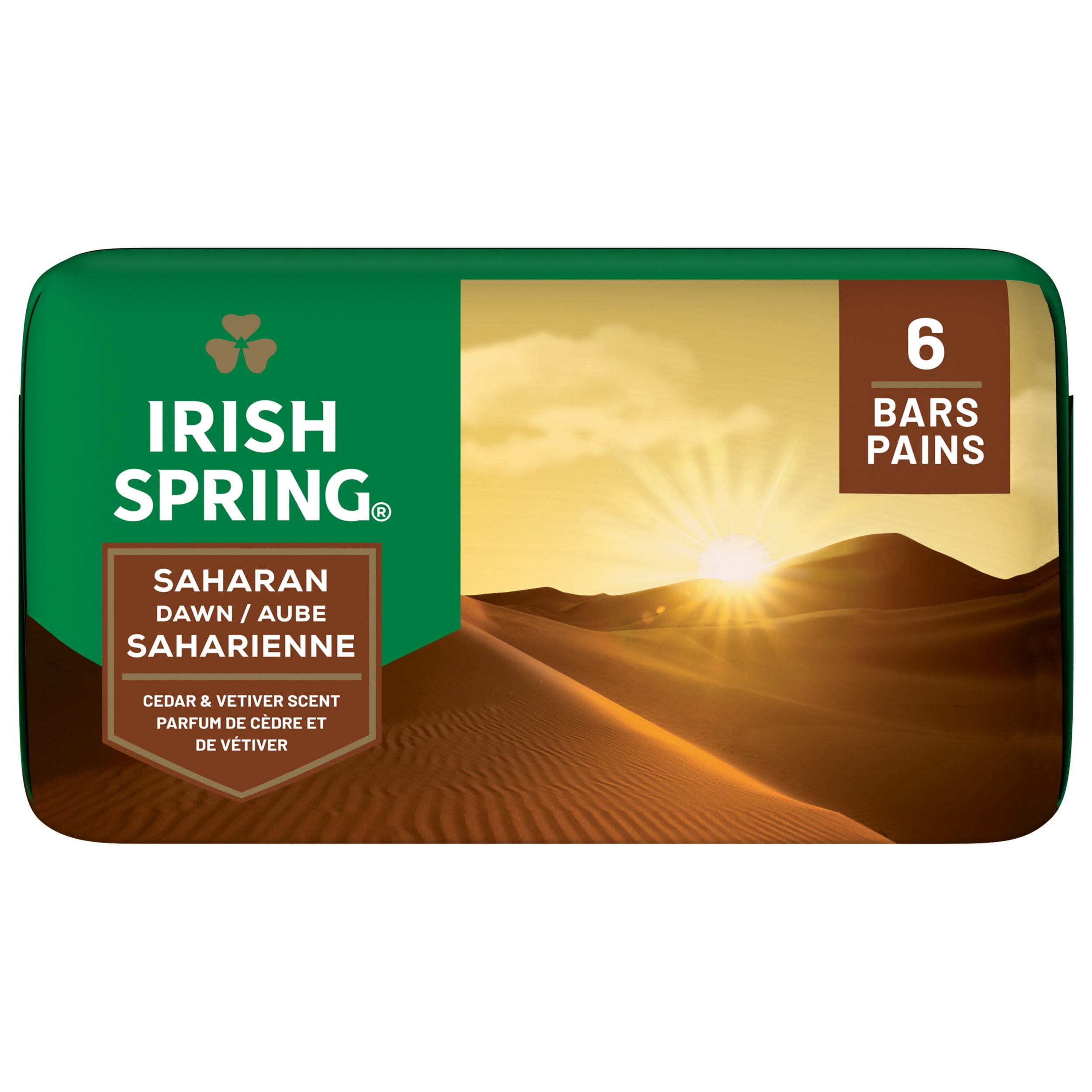Irish Spring Men's Bar Soap Saharan Dawn - Cedar & Vetiver - 6 ct (Packaging May Vary)