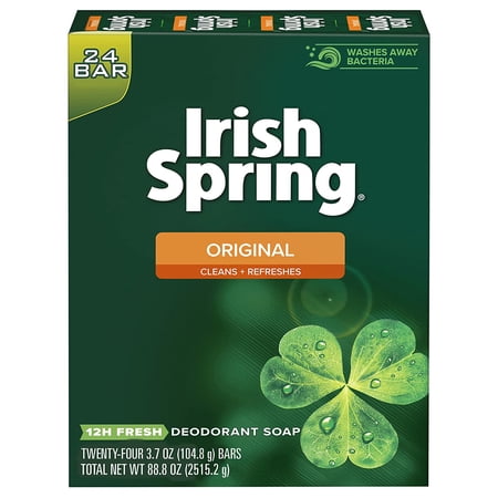 Irish Spring Bar Soap for Men, Original Clean, Smell Fresh and Clean for 12 Hours, Men Soap Bars for Washing Hands and Body, Mild for Skin, Recyclable Carton, 3.7 Ounce - 3 Count (Pack of 8)