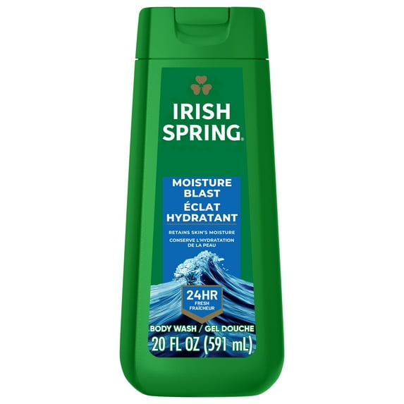 Irish Spring Mens Body Wash, Moisture Blast Body Wash for Men, All Skin Types, 20 fl oz Bottle, 4 Pack
