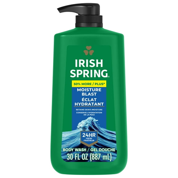 Irish Spring Mens Body Wash, Moisture Blast Body Wash for Men, All Skin Types, 30 fl oz Bottle
