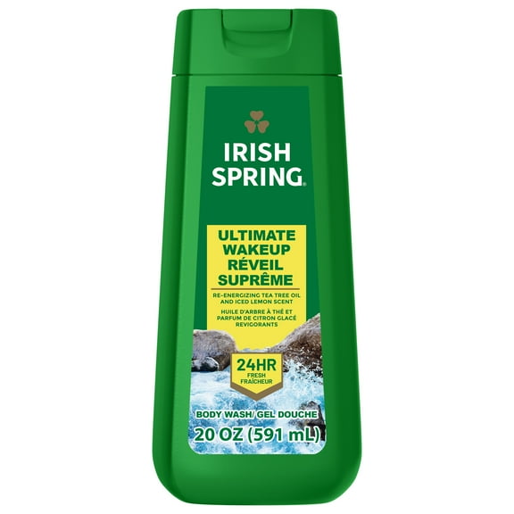Irish Spring Ultimate Wakeup Moisturizing Body Wash for Men, 24-Hour Fresh, Face and Body Wash, Men’s Body Wash, Biodegradable Ingredients, Paraben Free, Cool Fresh Scent, 20 fl oz Bottle