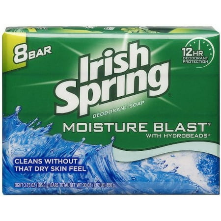 Irish Spring Moisture Blast Bar Soap, 3.75oz 8 Count (Pack of 20)