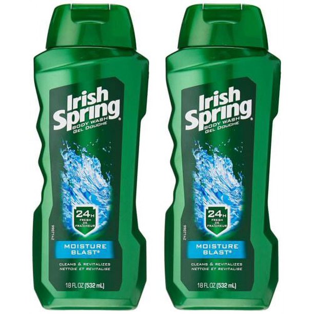 Irish Spring Moisture Blast Men's Face & Body Wash, Moisturizing Body Wash 18 fl oz. 2 Pack