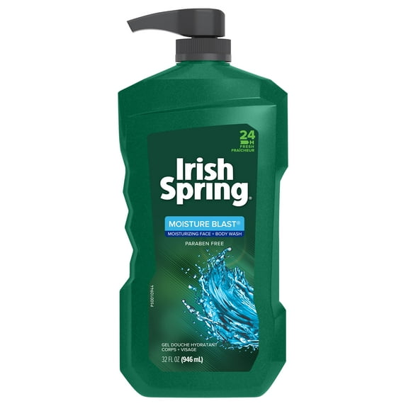 Irish Spring Moisture Blast Men's Face & Body Wash Pump, Moisturizing Body Wash - 32 fl oz.
