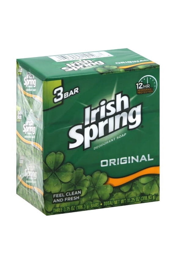 Irish Spring Orig Bar Deodorant Soap, Feeling Clean & Fresh, 3 ct, 6-Pack