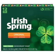 Irish Spring Original Bar Soap, 12 Hour Deodorant Protection, All Skin Types, 3.7 Ounce, 12 Bar Pack