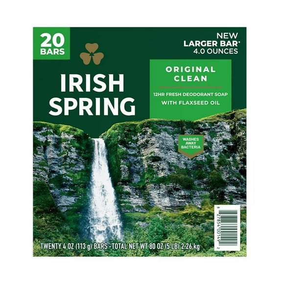 Irish Spring Original Clean Bar Soap for Men 4 Ounce (Pack of 20)