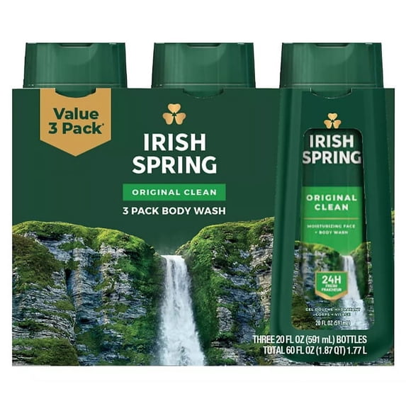 Irish Spring Original Clean Body Wash for Men, 3 ct./20 oz.