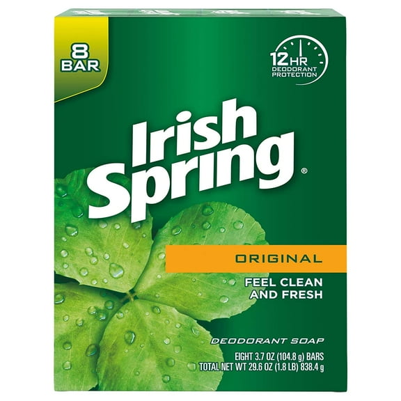 Irish Spring Original Deodorant Soap Unisex Soap, 3.75 oz, 8 Count