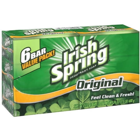 Irish Spring Original Deodorant Soap Bar, 3.75 oz, 6 pack