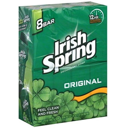Irish Spring Original Deodorant Soap Unisex Soap, 3.75 Oz Bars, 8-Count (Pack of 2)