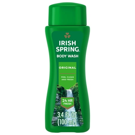 Irish Spring Original Moisturizing Body Wash for Men, 24-Hour Fresh, Face and Body Wash, Men’s Body Wash, Biodegradable Ingredients, Paraben Free, Cool Fresh Scent, 3.4 fl oz Bottle