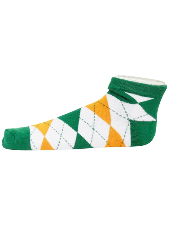 Irish St Patrick's Day Argyle No Show Footie Socks - Donegal Bay - Unisex - One Size - No-Show