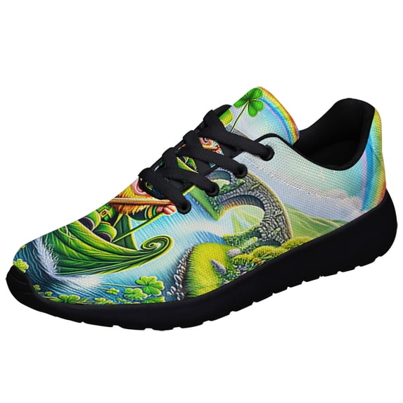 Irish St Patrick's Day Leprechaun Spring Shamrock Shoes Sneakers Black Size 10.5