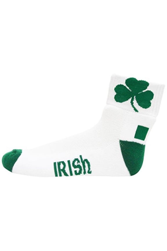 Irish St Patrick's Day White Quarter Green Heel & Toe Socks - Donegal Bay - Unisex - One Size - Quarter