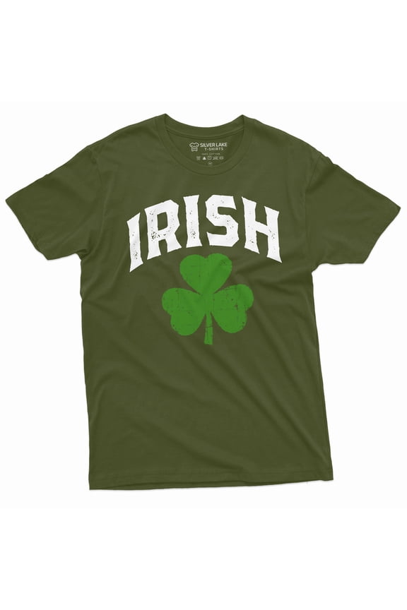 Irish St. Patrick's day shirt Clover Shamrock Saint Patricks day Tee Ireland patriotic shirt (Large Military Green)