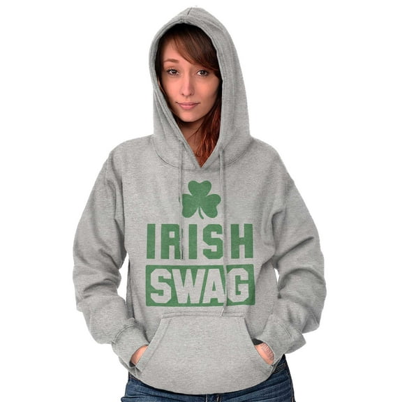 Irish Swag St Patrick's Day Shamrock Hoodie Sweatshirt Women Men Brisco Brands S