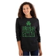 thumbnail image 1 of Irish Swag St Patrick's Day Shamrock Long Sleeve TShirt Men Women Brisco Brands S, 1 of 6