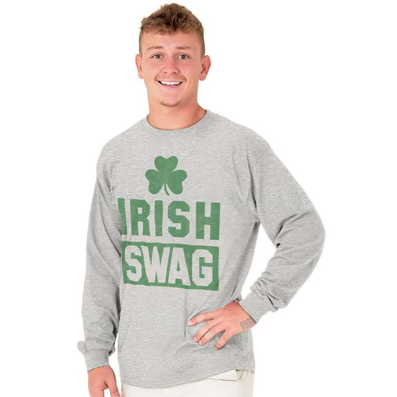 Irish Swag St Patrick's Day Shamrock Plus Size Long Sleeve Graphic Tee Shirt Brisco Brands 3X