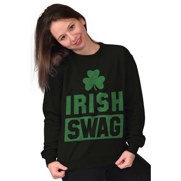 Irish Swag St Patrick's Day Shamrock Sweatshirt for Men or Women Brisco Brands X