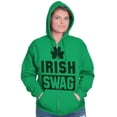thumbnail image 1 of Irish Swag St Patrick's Day Shamrock Zip Up Hoodie Men's Women's Brisco Brands M, 1 of 6