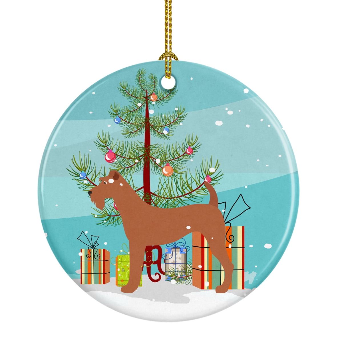 Irish Terrier Christmas Ceramic Ornament