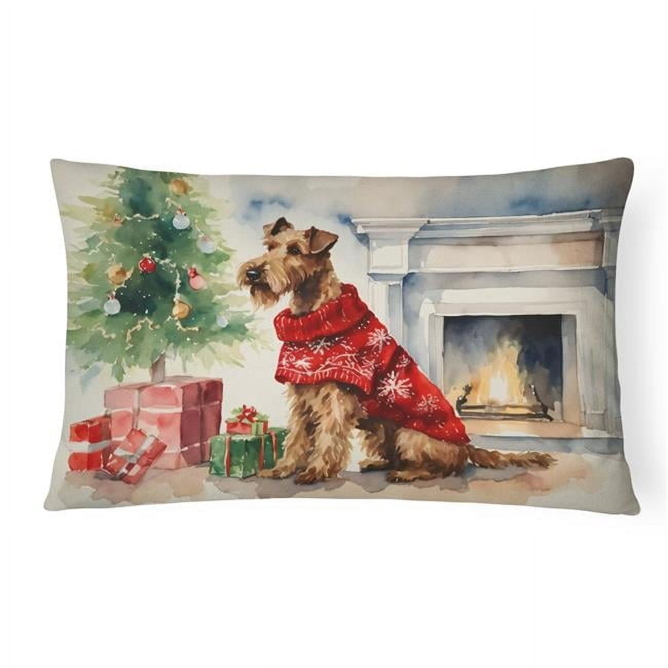 Irish Terrier Cozy Christmas Throw Pillow 12 in x 16 in
