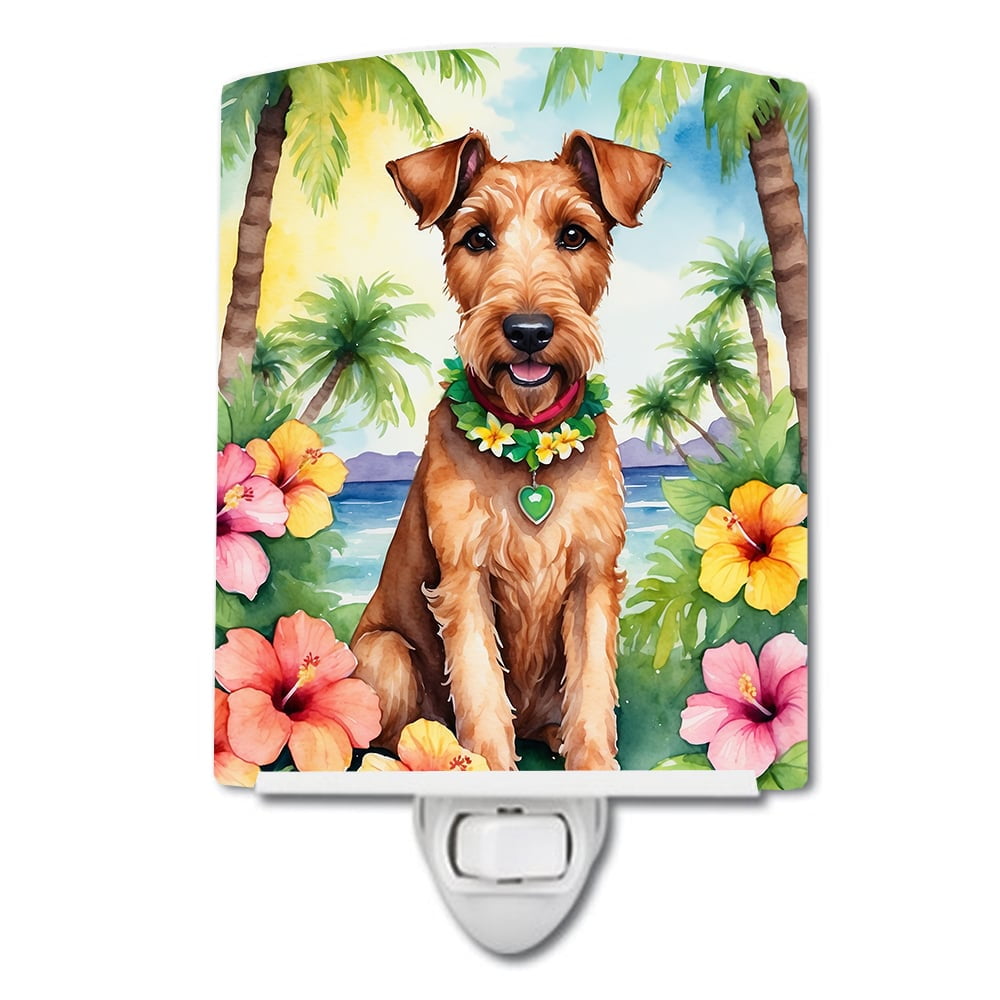 Irish Terrier Luau Ceramic Night Light 4 in x 6 in