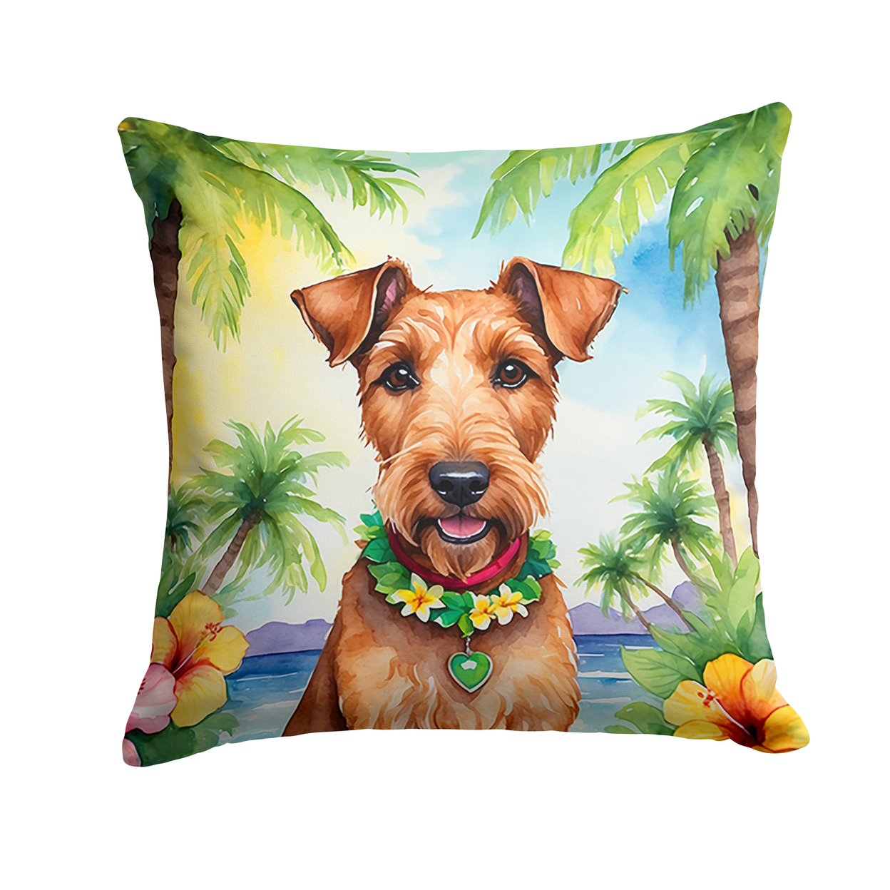Irish Terrier Luau Throw Pillow 18 in x 18 in