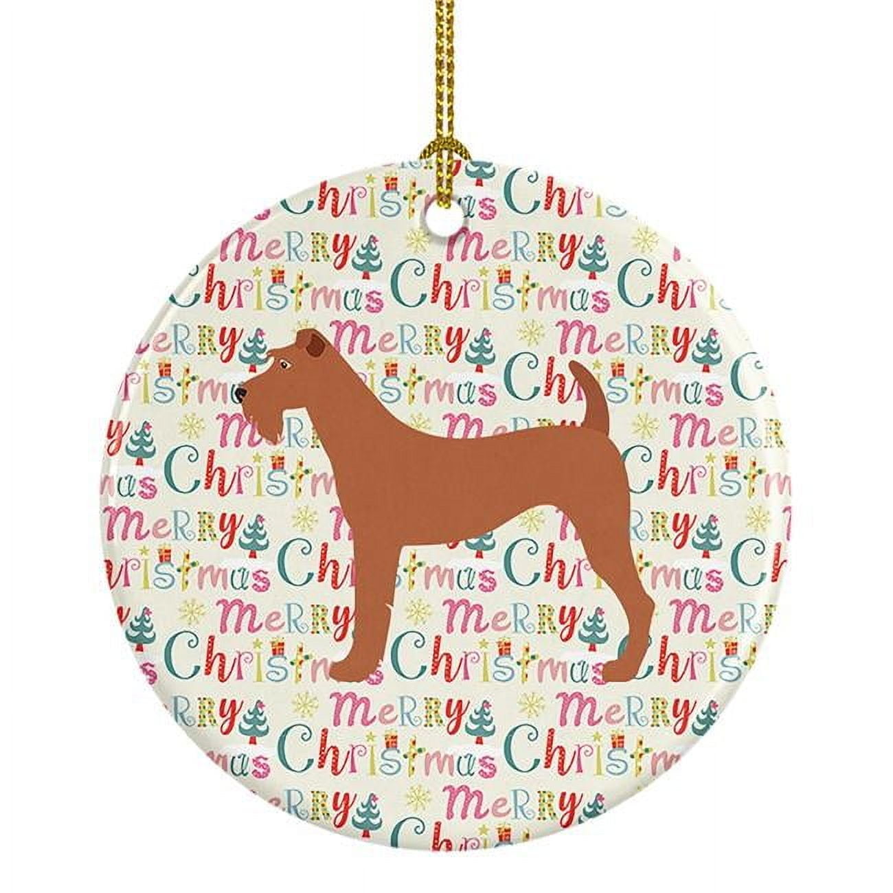 Irish Terrier Merry Christmas Ceramic Ornament 2.8 in x 2.8 in