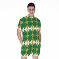 thumbnail image 1 of Irish Themed Argyle Pattern Short Sleeve Men'S Rompers, Irish St. Patrick'S Day Casual Summer Jumpsuits Outfit, 1 of 4
