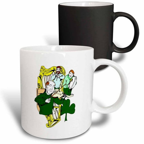 3drose, Irish Three Piece Band Drum Harp Fiddle, 11oz Magic Transforming Mug