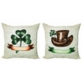thumbnail image 1 of Ambesonne Irish Throw Pillow Cover 2 Pack, Clover and Leprechaun Hat, 18", Eggshell and Multicolor, 1 of 2