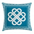 thumbnail image 1 of Irish Throw Pillow Cushion Cover, Celtic Love Knot Symbol of Good Fortune Framework Borders Historical Pagan Amulet, Decorative Square Accent Pillow Case, 24 X 24 Inches, Blue and White, by Ambesonne, 1 of 2
