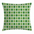 thumbnail image 1 of Irish Throw Pillow Cushion Cover, Classical Argyle Diamond Line Pattern with Crosswise Lines Old Fashioned, Decorative Square Accent Pillow Case, 16 X 16 Inches, Green Light Green White, by Ambesonne, 1 of 2