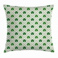 thumbnail image 1 of Irish Throw Pillow Cushion Cover, Four Leaf Shamrock Clover Flowers with Dotted Dashed Lines National Culture Symbol, Decorative Square Accent Pillow Case, 20 X 20 Inches, Green White, by Ambesonne, 1 of 2
