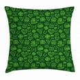 thumbnail image 1 of Irish Throw Pillow Cushion Cover, Kiss Me I'm Irish Humorous Phrase with Ale Shamrocks Hats Traditional Symbols, Decorative Square Accent Pillow Case, 24 X 24 Inches, Green Lime Green, by Ambesonne, 1 of 2