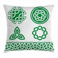 thumbnail image 1 of Irish Throw Pillow Cushion Cover, Medieval Ancient Knots Symbols Braided Design Religious Old Folkloric Gaelic, Decorative Square Accent Pillow Case, 20 X 20 Inches, Fern Green White, by Ambesonne, 1 of 1