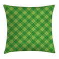 thumbnail image 1 of Irish Throw Pillow Cushion Cover, Retro Pattern in Vivid Green Cultural Fashionable Checkered Traditional Tile, Decorative Square Accent Pillow Case, 16 X 16 Inches, Green Lime Green, by Ambesonne, 1 of 2