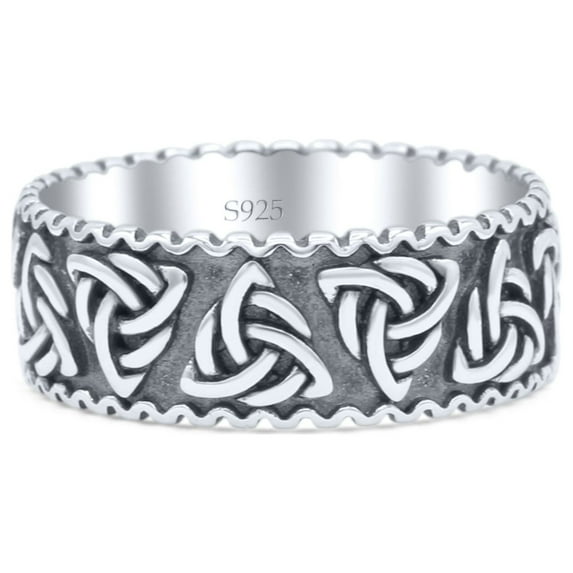 Irish Triquetra Knot Band Celtic Trinity Knot Ring Band 925 Sterling Silver Size 11