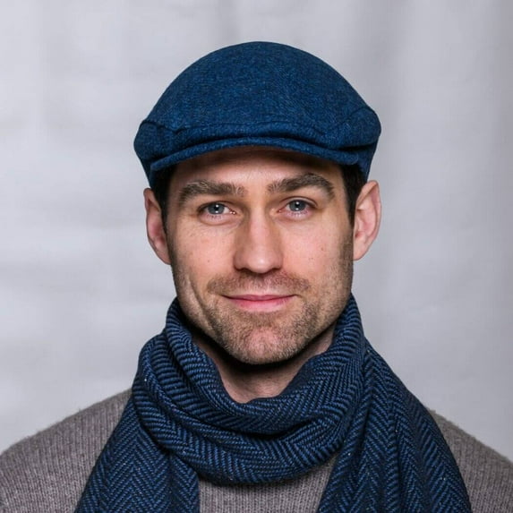 Irish Tweed Trinity Flat Cap, Blue, Medium