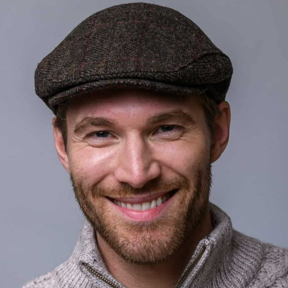 Irish Tweed Trinity Flat Cap, Dark Brown, Medium