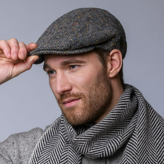 Irish Tweed Trinity Flat Cap, Light Gray, Large