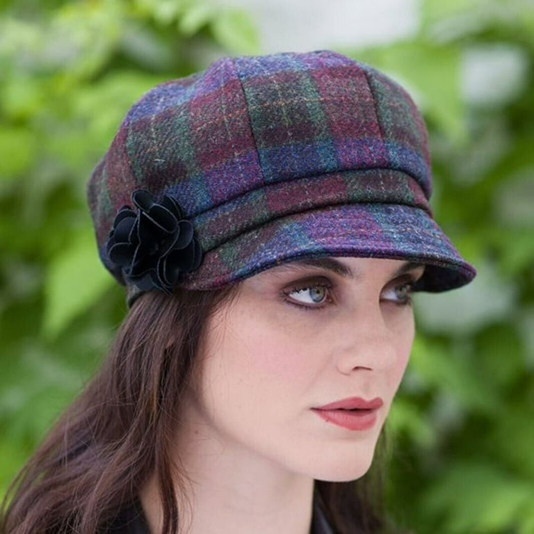 Mucros Weavers Irish Tweed Vintage Plaid Newsboy Hat for Women